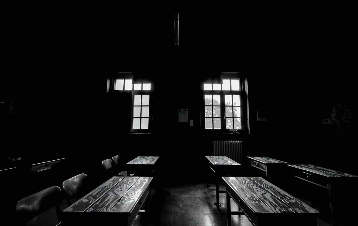 Noir classroom scene
